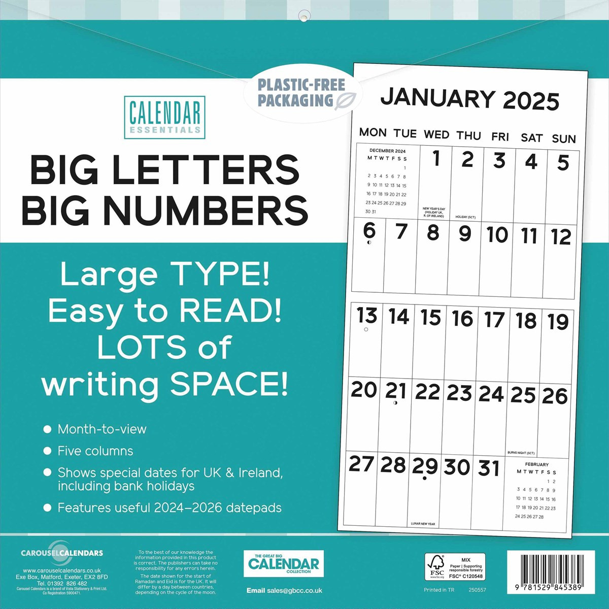 Big Letters, Big Numbers Calendar 2025 intended for Big Number Calendar 2025 Printable