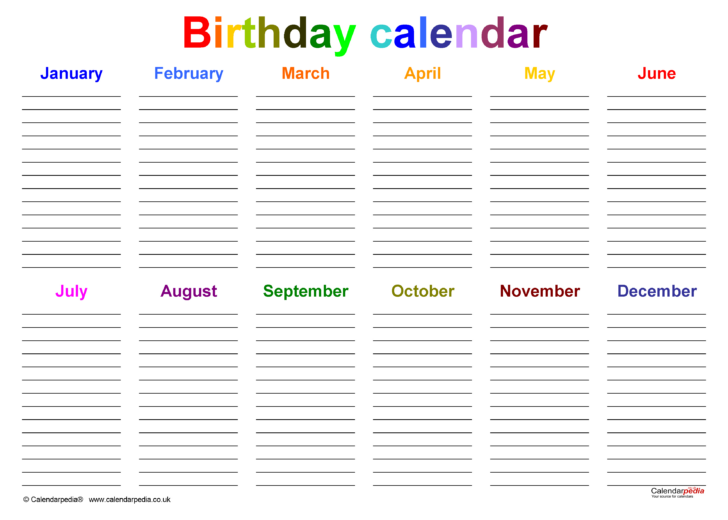 Free Birthday Calendar 2025 Printable