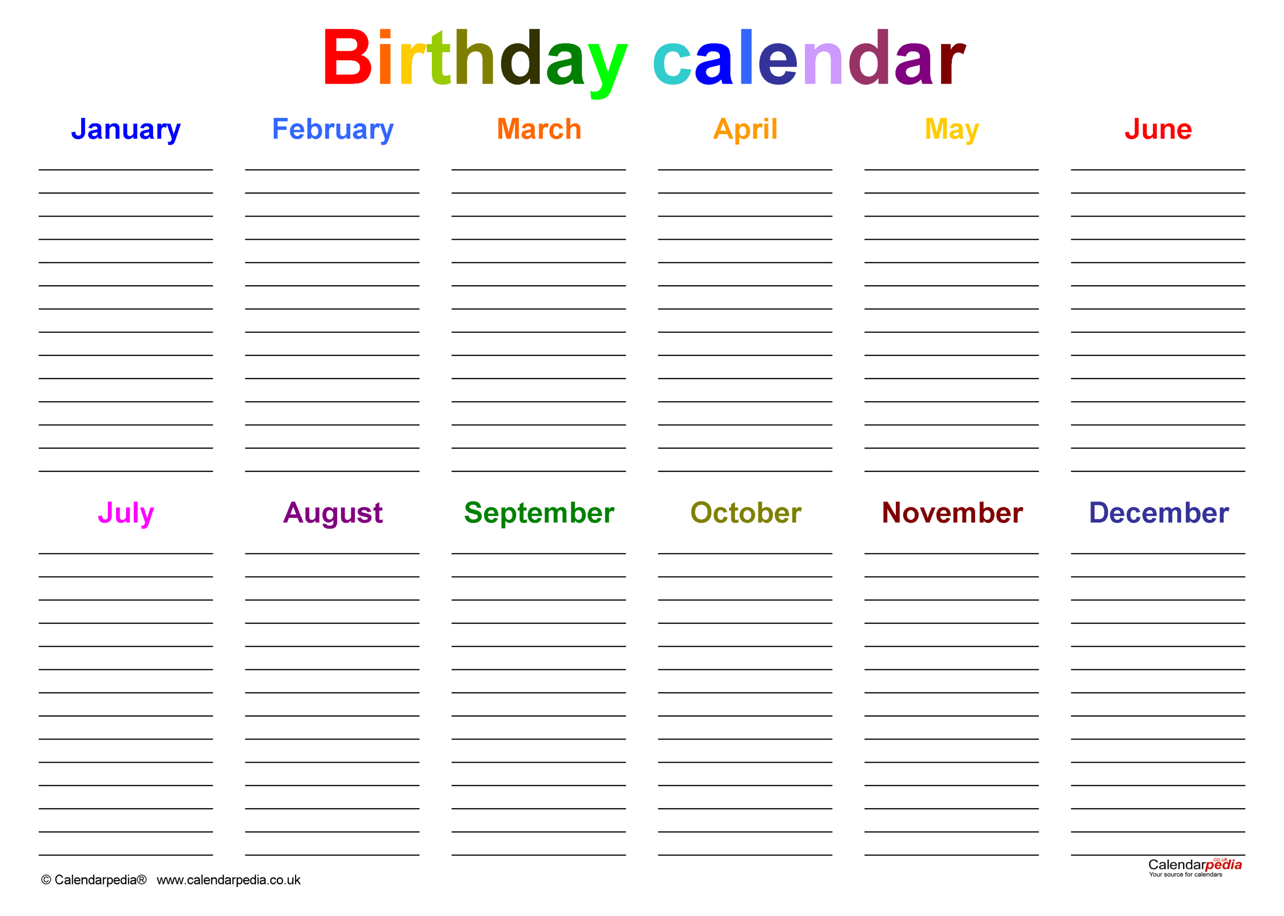 Birthday Calendars In Pdf Format with regard to Free Birthday Calendar 2025 Printable