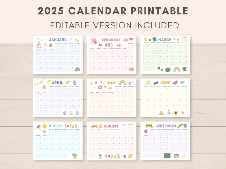 Printable and Fillable Calendar 2025