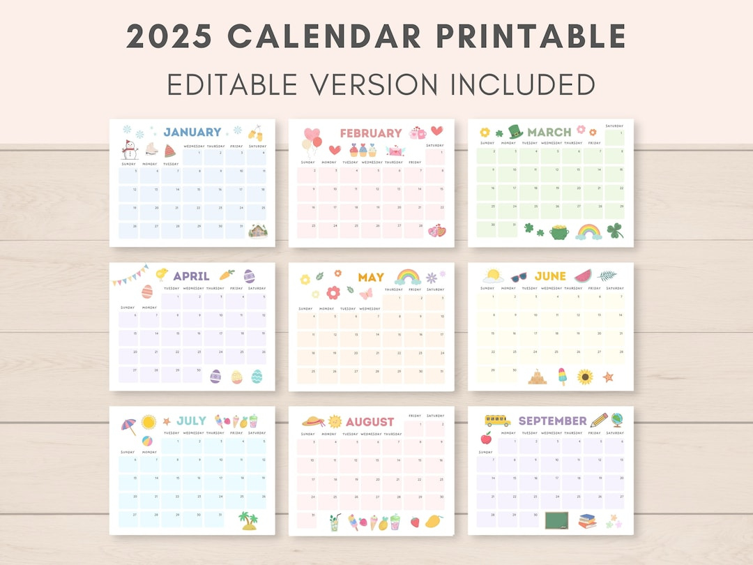 Calendar 2025, Printable Calendar, 2025 Calendar, Monthly Calendar throughout Printable And Fillable Calendar 2025