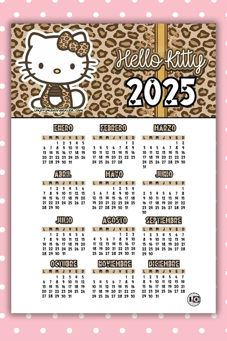 Calendario 2025 Hello Kitty Animal Print in 12 Month Free Printable Hello Kitty Calendar 2025