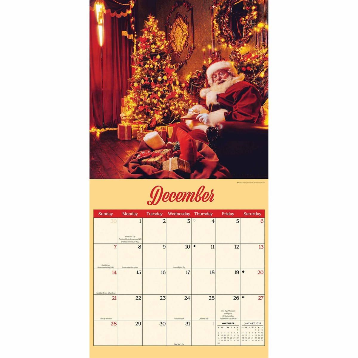 Christmas All Year Calendar 2025 in Santa Advent Calendar 2025 Printable