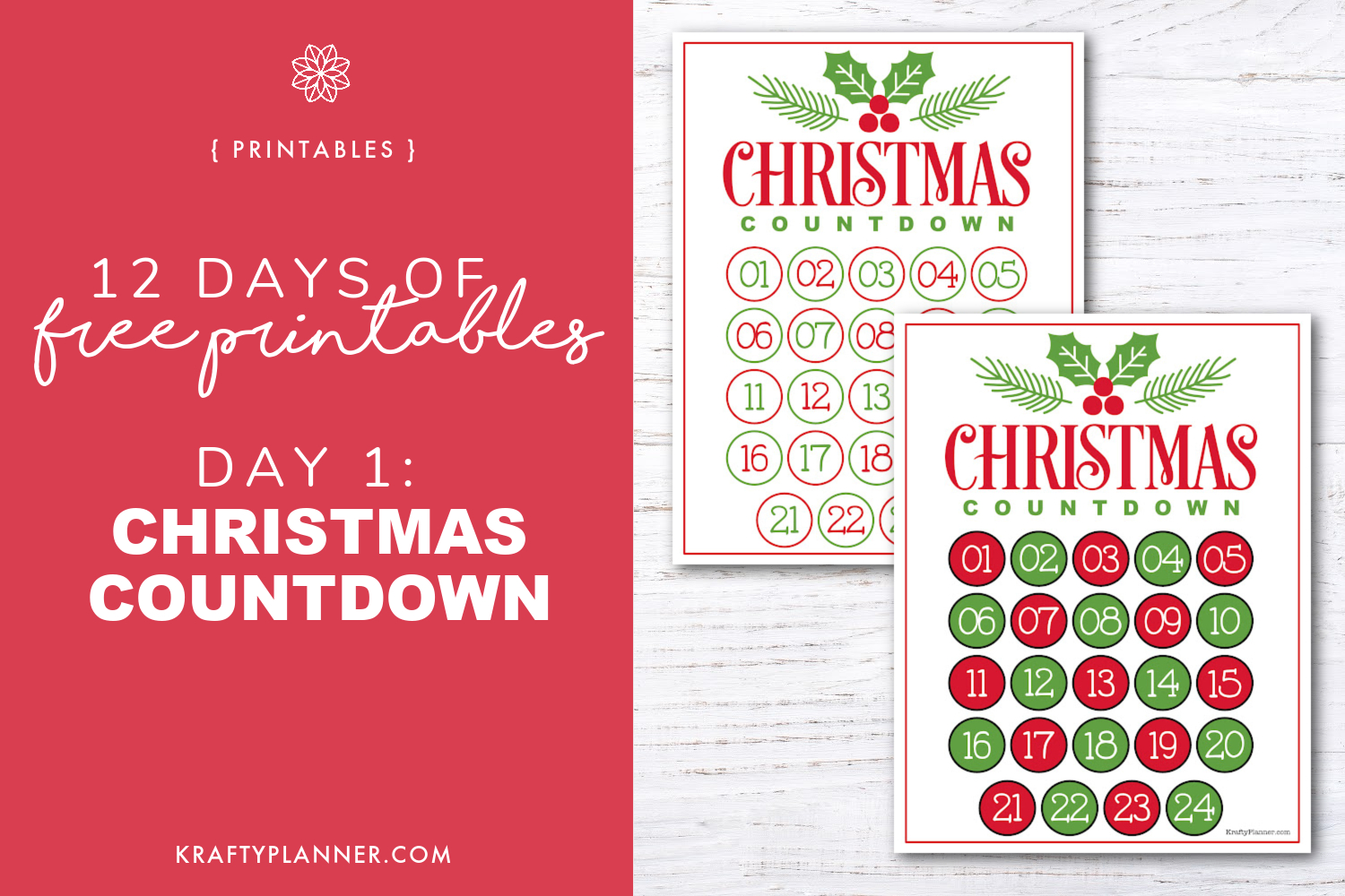 Christmas Countdown Advent Calendar {Free Printable} — Krafty Planner for Printable Christmas Countdown Calendar 2025