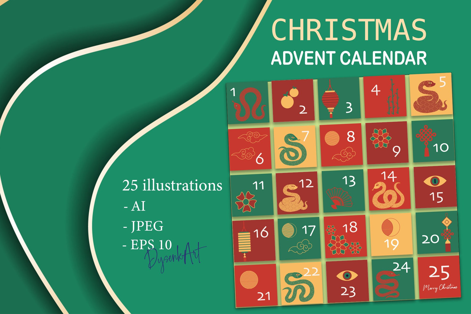 Christmas Snake Advent Calendar 2025 in Printable Christmas Advent Calendar 2025