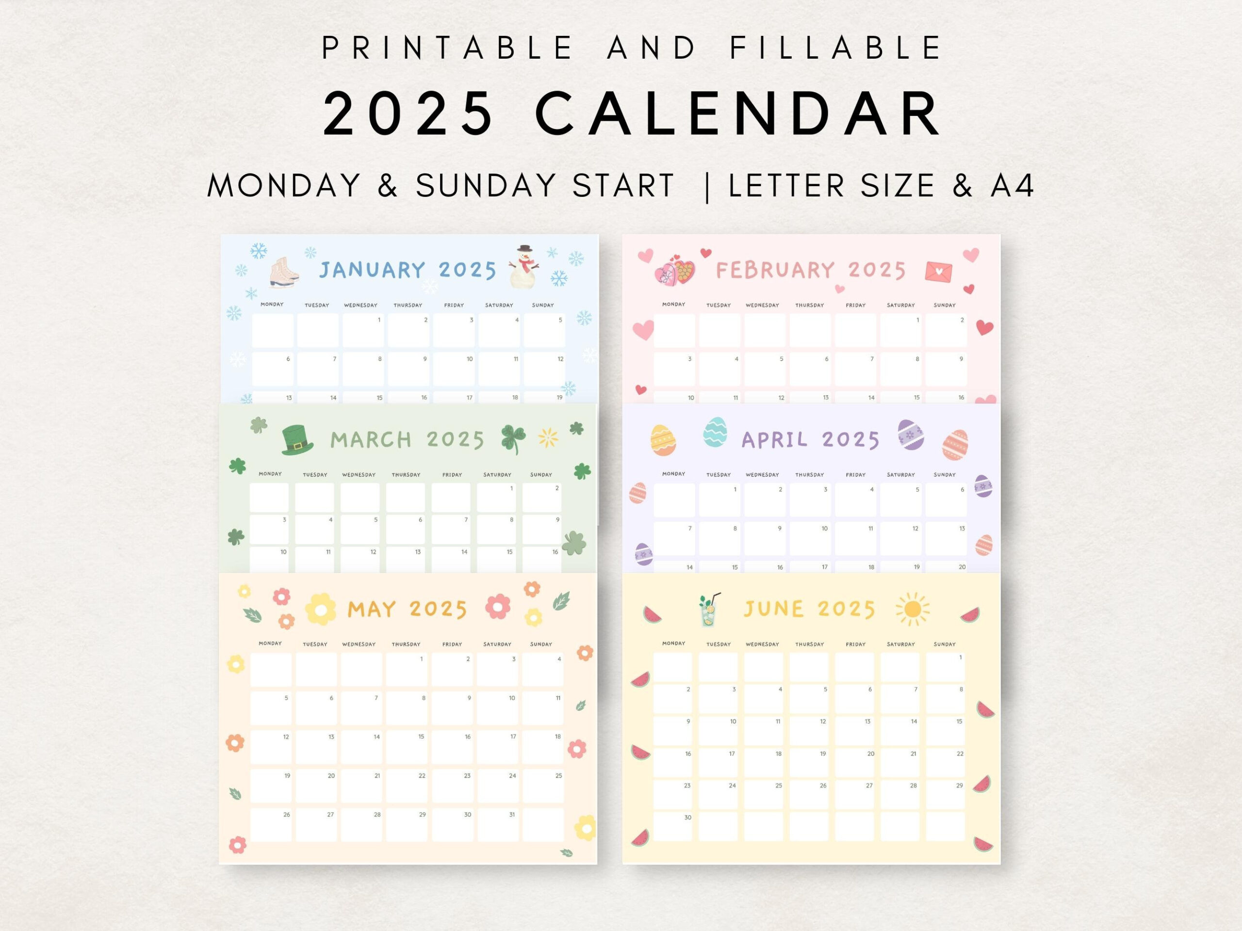 Cute 2025 Calendar Printable, Monthly Calendar 2025, 2025 Planner pertaining to Cute Weekly Calendar 2025 Printable