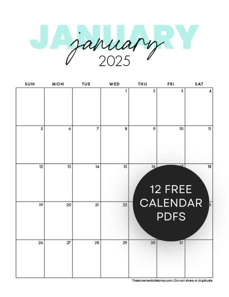 Cute 2025 Monthly Calendar Free Printable in Calendar 2025 Bulletin Board Printables