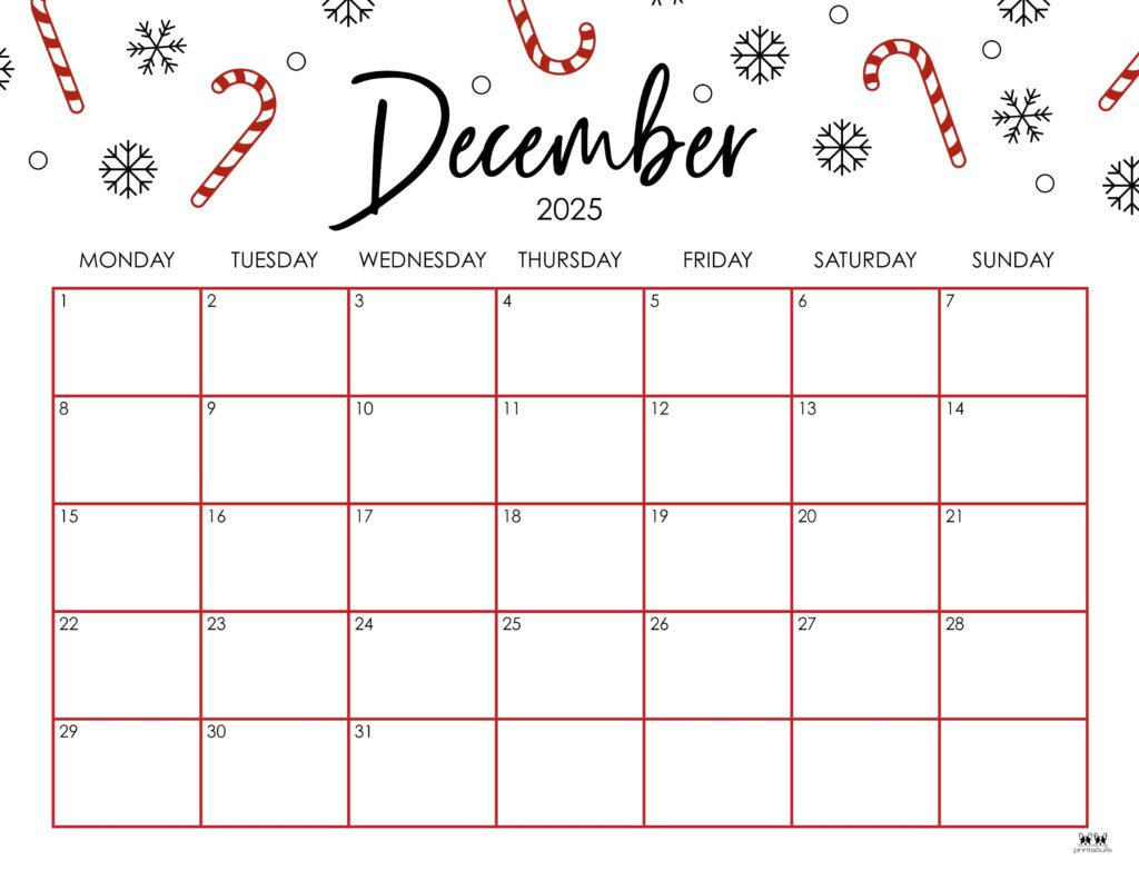 December 2025 Calendars - 107 Free Printables | Printabulls in Advent Calendar 2025 Printable Free