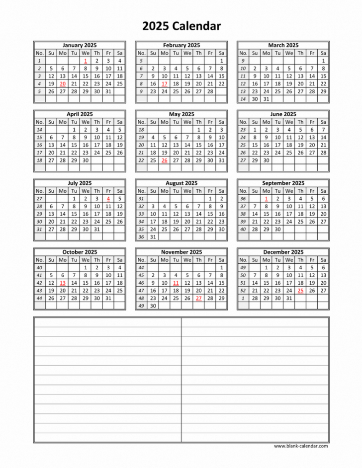 Blank 12 Month Calendar 2025 Printable