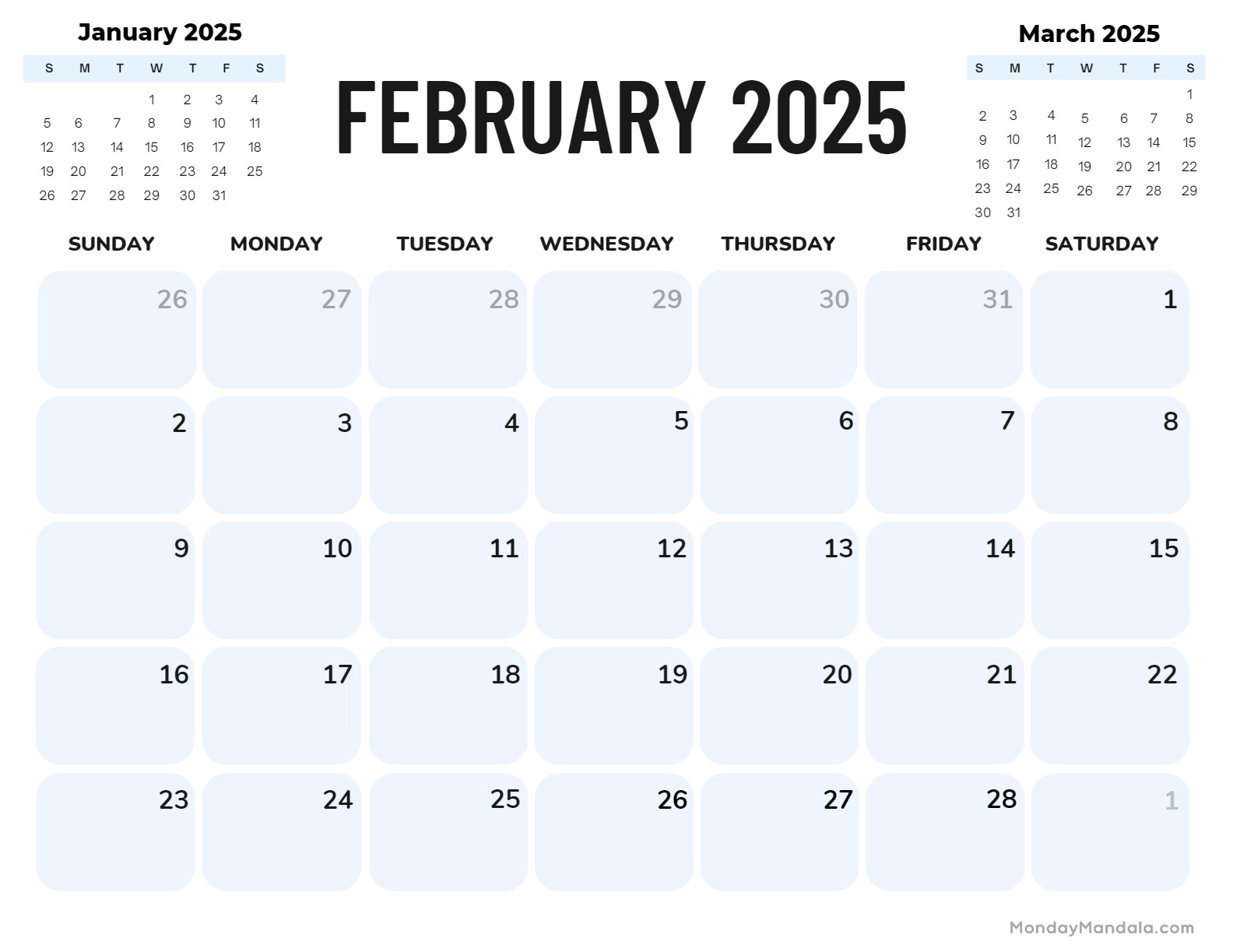 February 2025 Calendar (52 Free Pdf Printables) in February And March 2025 Calendar Printable