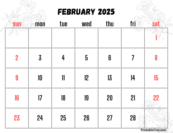 Free Printable February 2025 Calendar