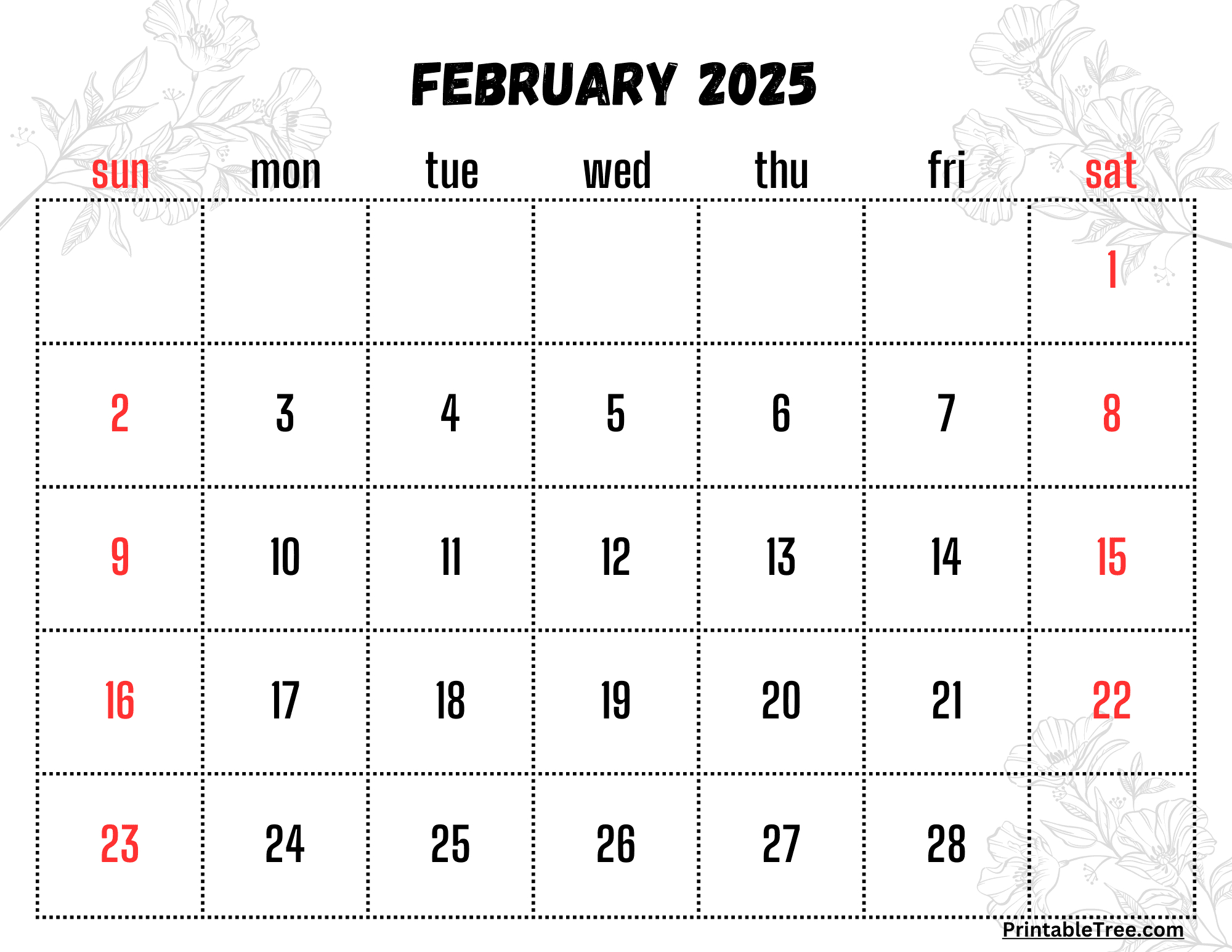 February 2025 Calendar Printable Pdf Template With Holidays for Free Printable February 2025 Calendar