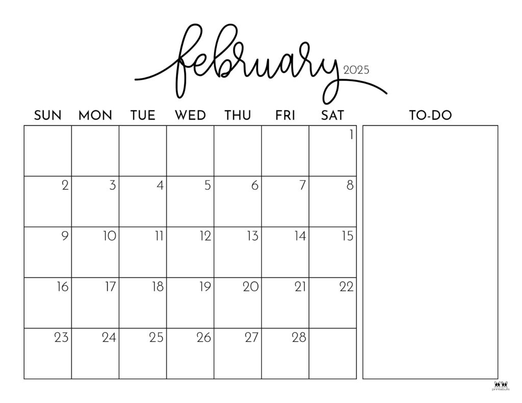 February 2025 Calendars - 107 Free Printables | Printabulls for Free Printable Calendar Feb 2025