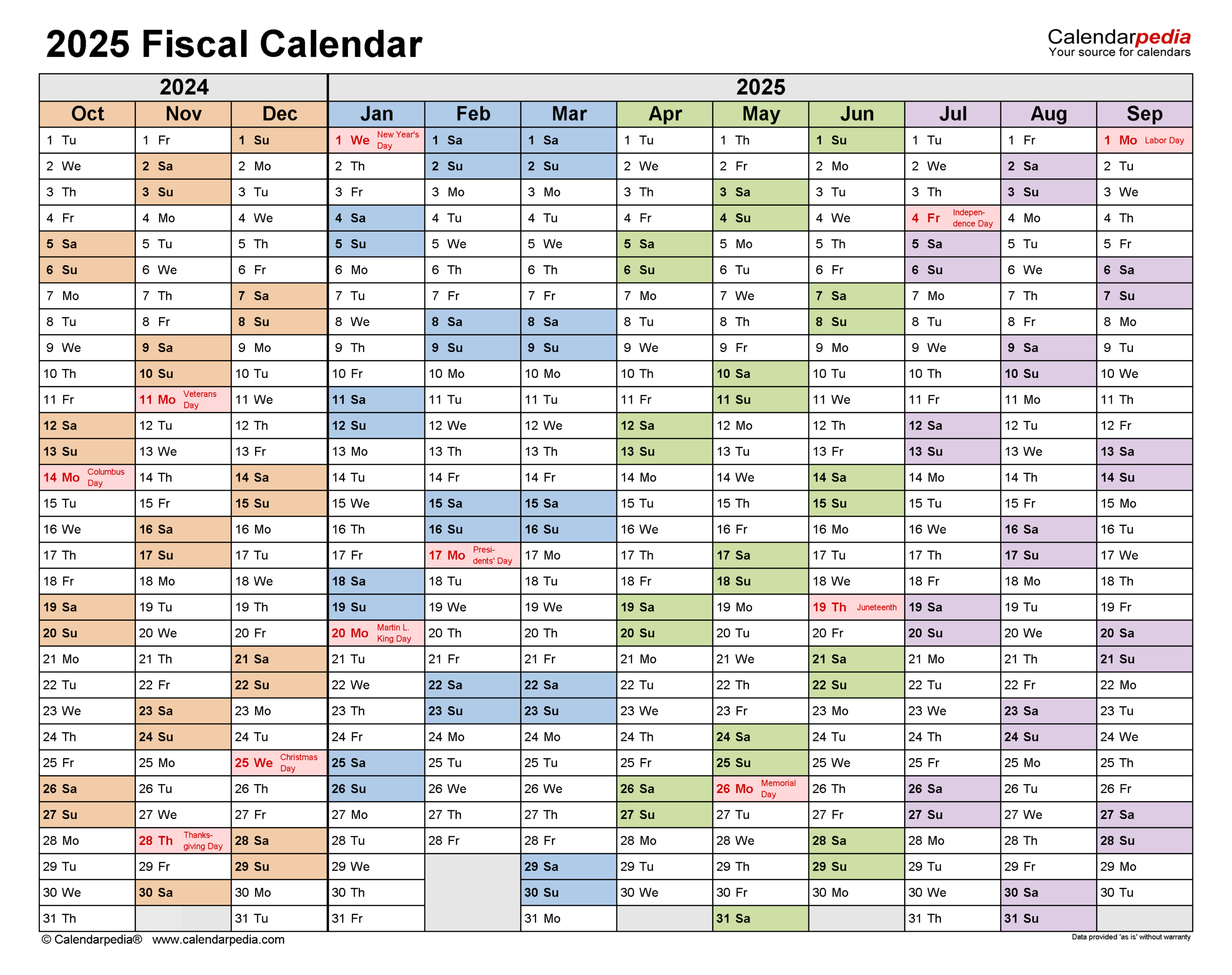 Fiscal Calendars 2025 - Free Printable Word Templates inside 2025 Fiscal Calendar Printable