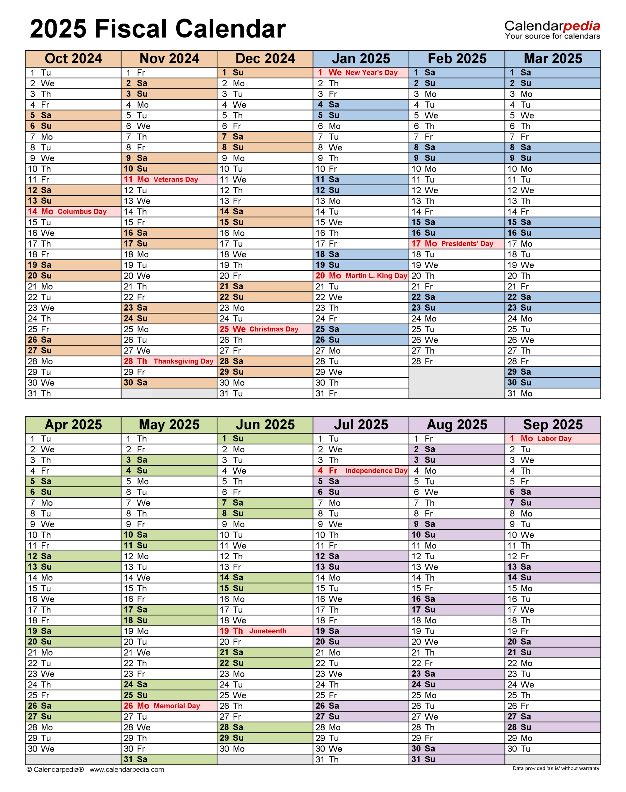 Fiscal Calendars 2025 - Free Printable Word Templates intended for 2025 Fiscal Calendar Printable