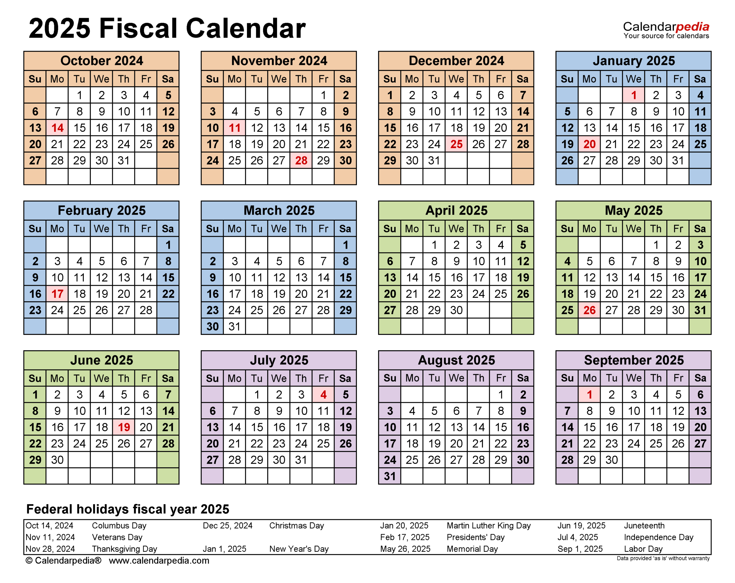 Fiscal Calendars 2025 - Free Printable Word Templates with Bill Pay Calendar 2025 Printable