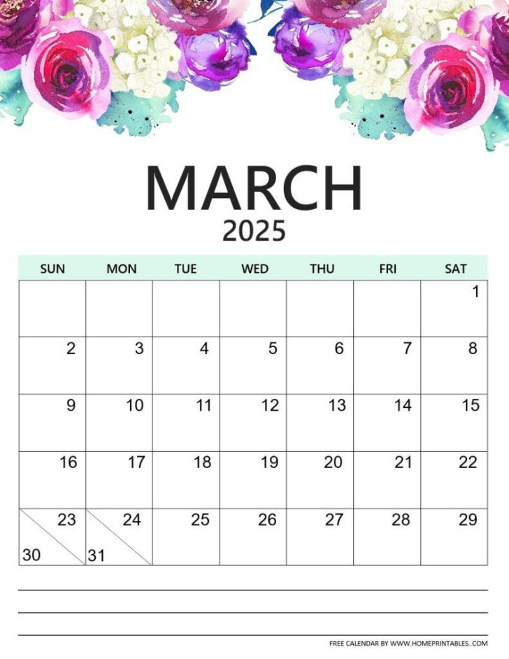 2025 Calendar Printable Flowers