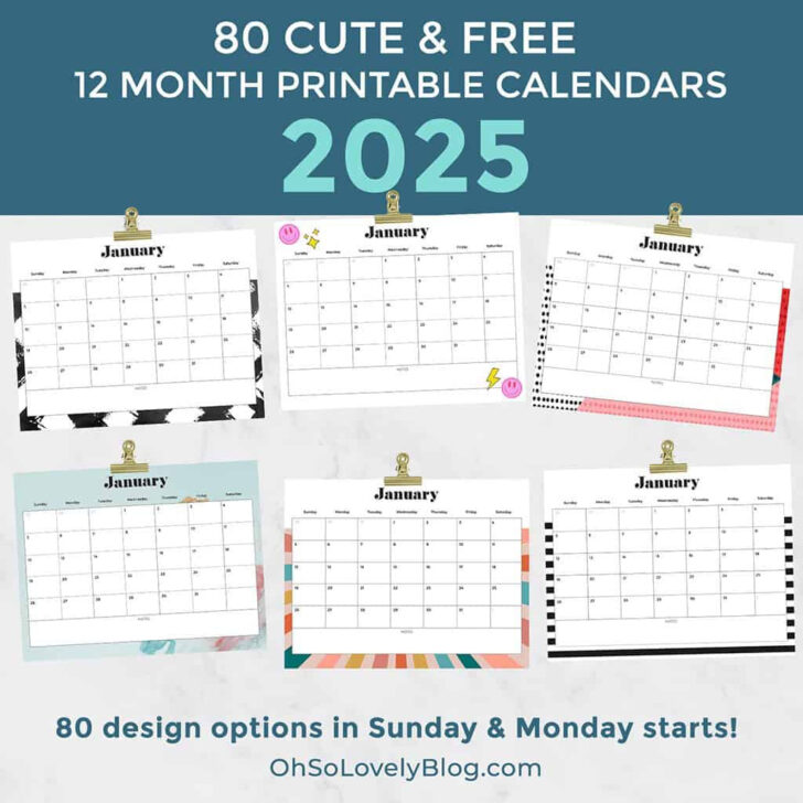 Printable Calendar 2025 by Month