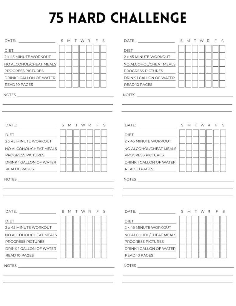 Free 75 Hard Printable Calendar - Originalmom with 75 Hard Challenge Printable Calendar