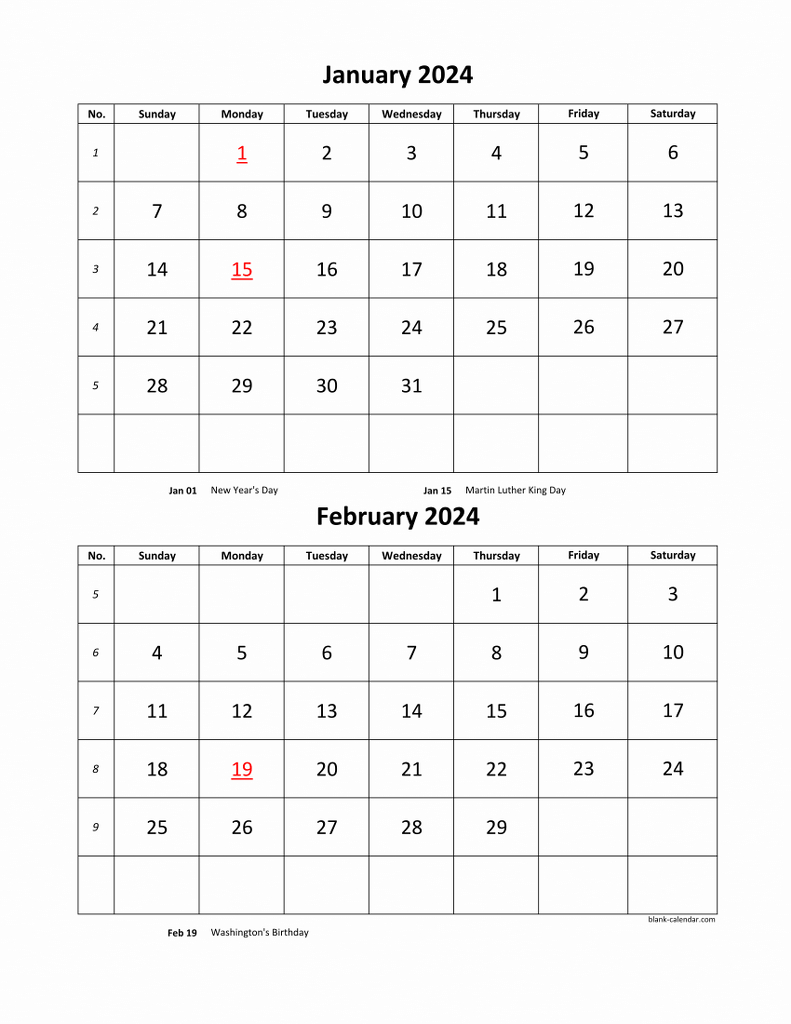 Free Download Printable Calendar 2024, 2 Months Per Page, 6 Pages within 2 Month Calendar Printable Free