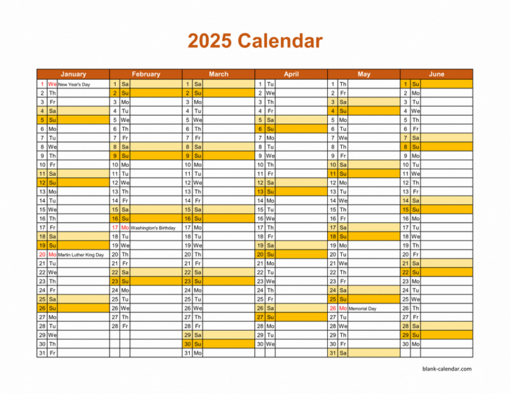 2025 Month by Month Printable Calendar