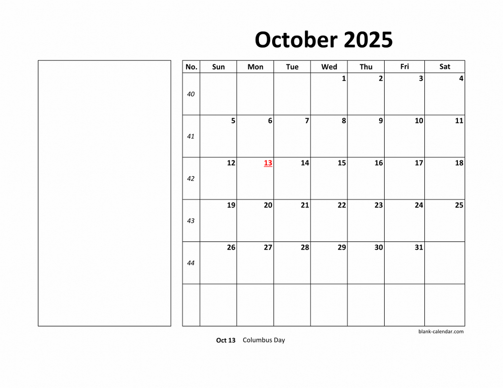 Free Download Printable October 2025 Calendar, Large Box, Holidays intended for Free Printable Calendar With Large Boxes 2025