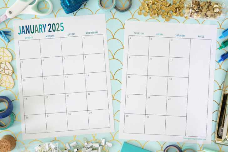 2 Page Calendar Printable