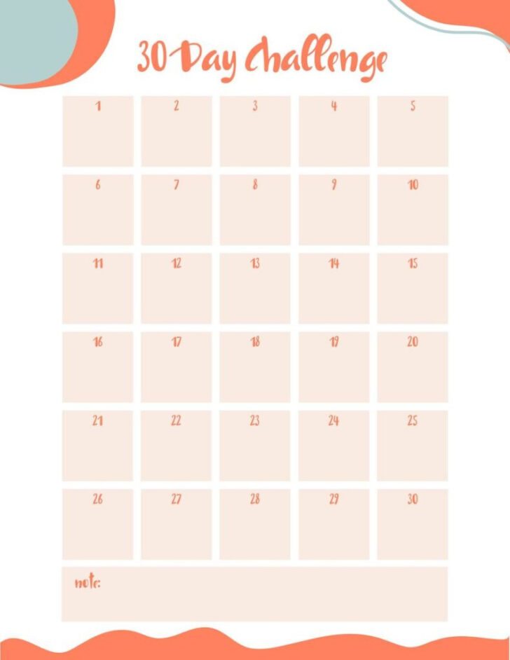 30 Day Blank Calendar Printable