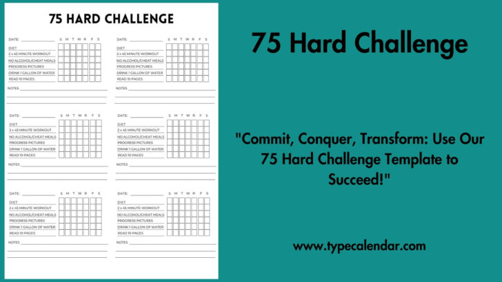 75 Hard Challenge Printable Calendar