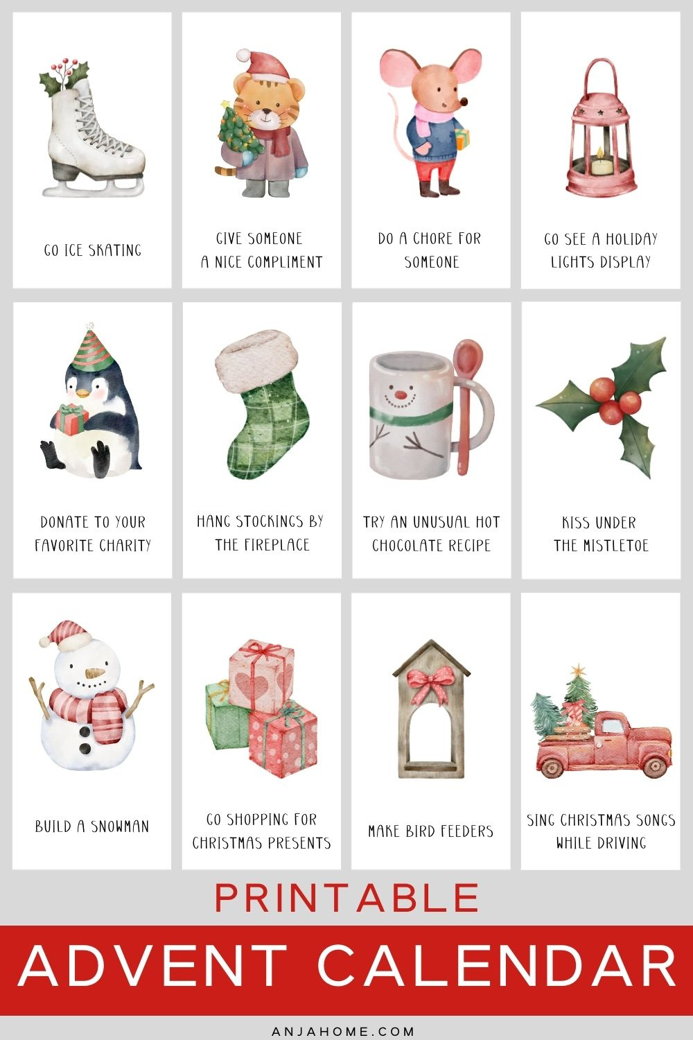 Free Printable Advent Calendar Christmas Activities - Anjahome intended for Advent Calendar 2025 Ideas Printable