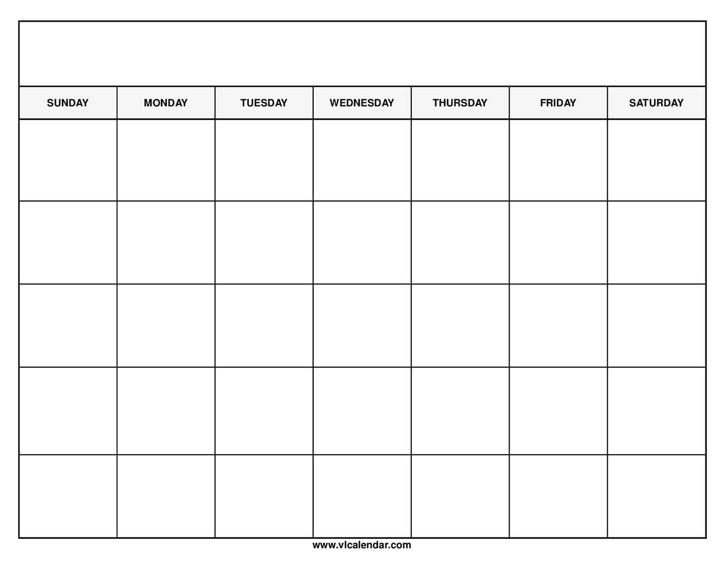 Free Printable Blank Calendar Template in Free Printable Blank Calender