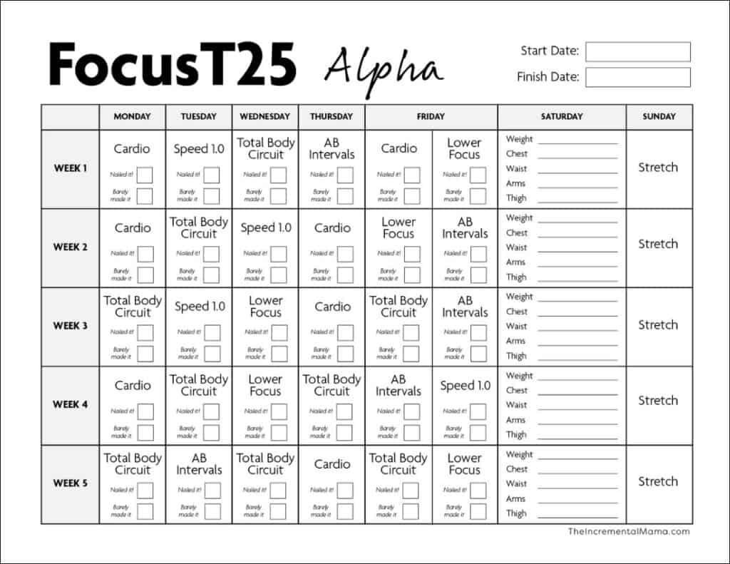 Free Printable Focus T25 Calendar (Alpha, Beta &amp;amp; Gamma) for Insanity Max 30 Calendar 2025 Printable