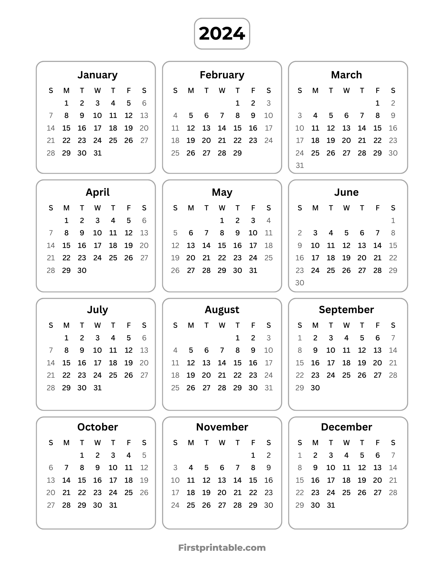 Free Printable Yearly Calendar 2024, 2025, 2026 with regard to Year Calendar 2026 Printable