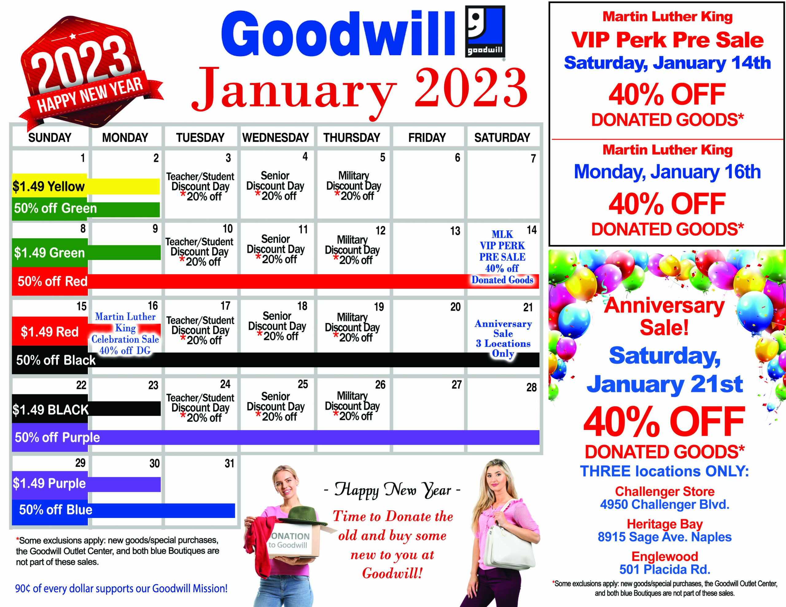 Goodwill Sales Calendar Indiana 2023 in Goodwill Sales Calendar Indiana 2025 Printable