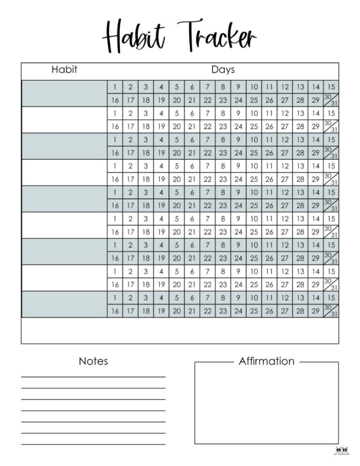 Habit Tracker Calendar 2025 Printable