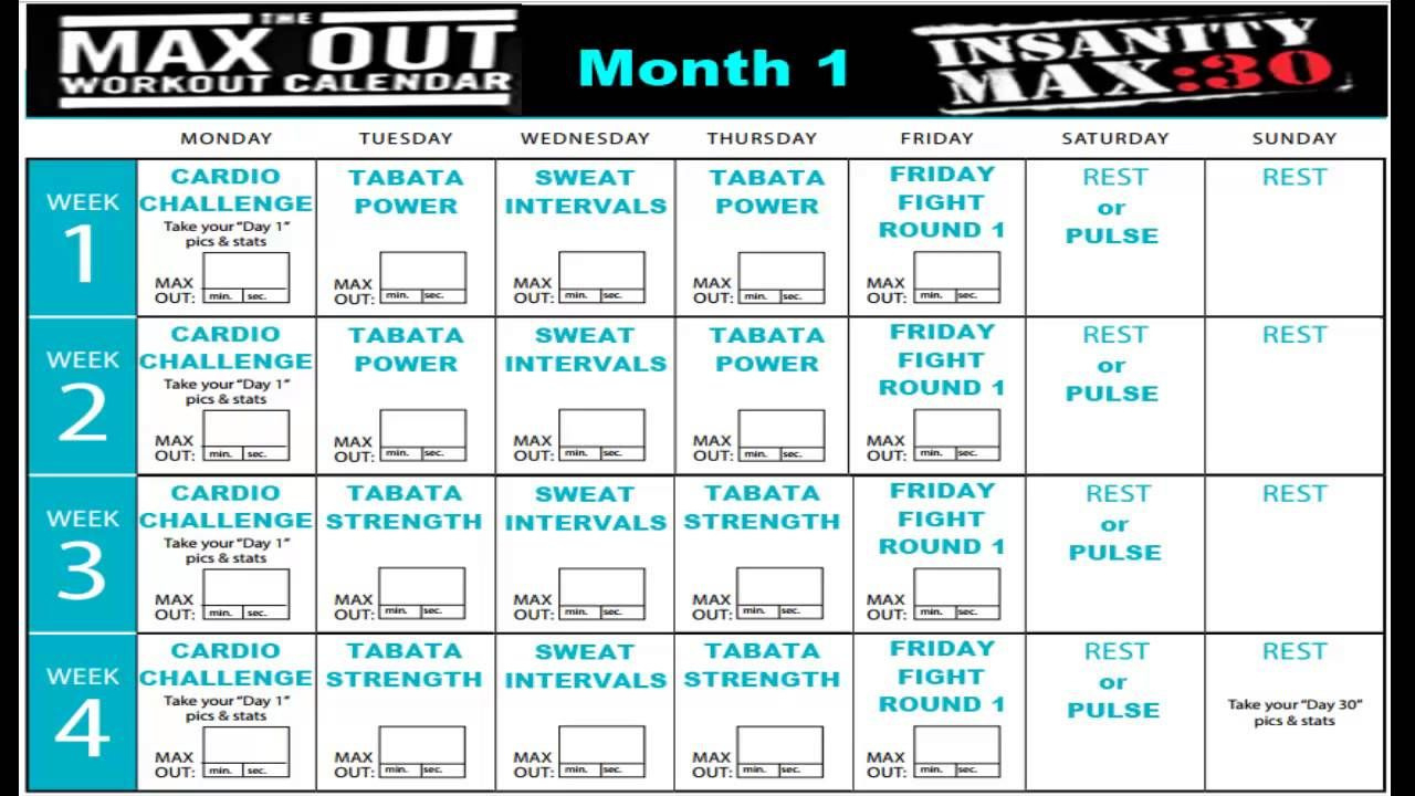 Insanity Deals Max 30 intended for Insanity Max 30 Calendar 2025 Printable