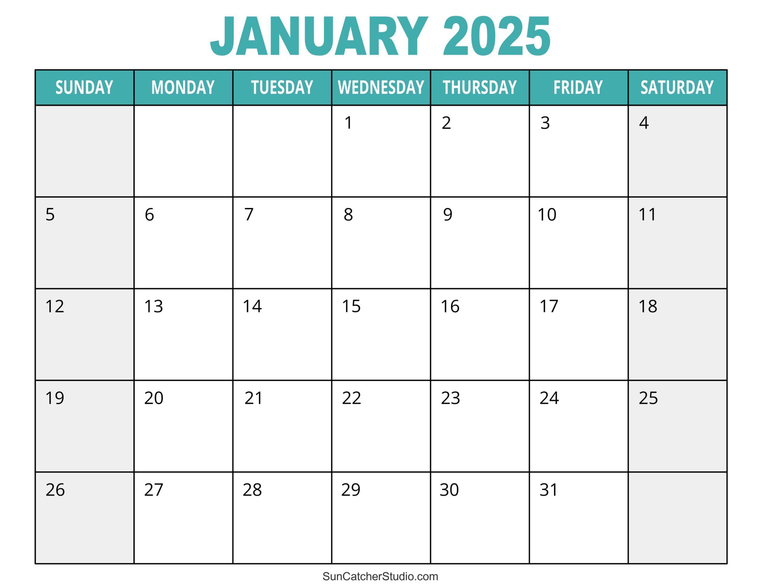 January 2025 Calendar (Free Printable) – Diy Projects, Patterns for Monthly Free Printable 2025 Calendar Printable.