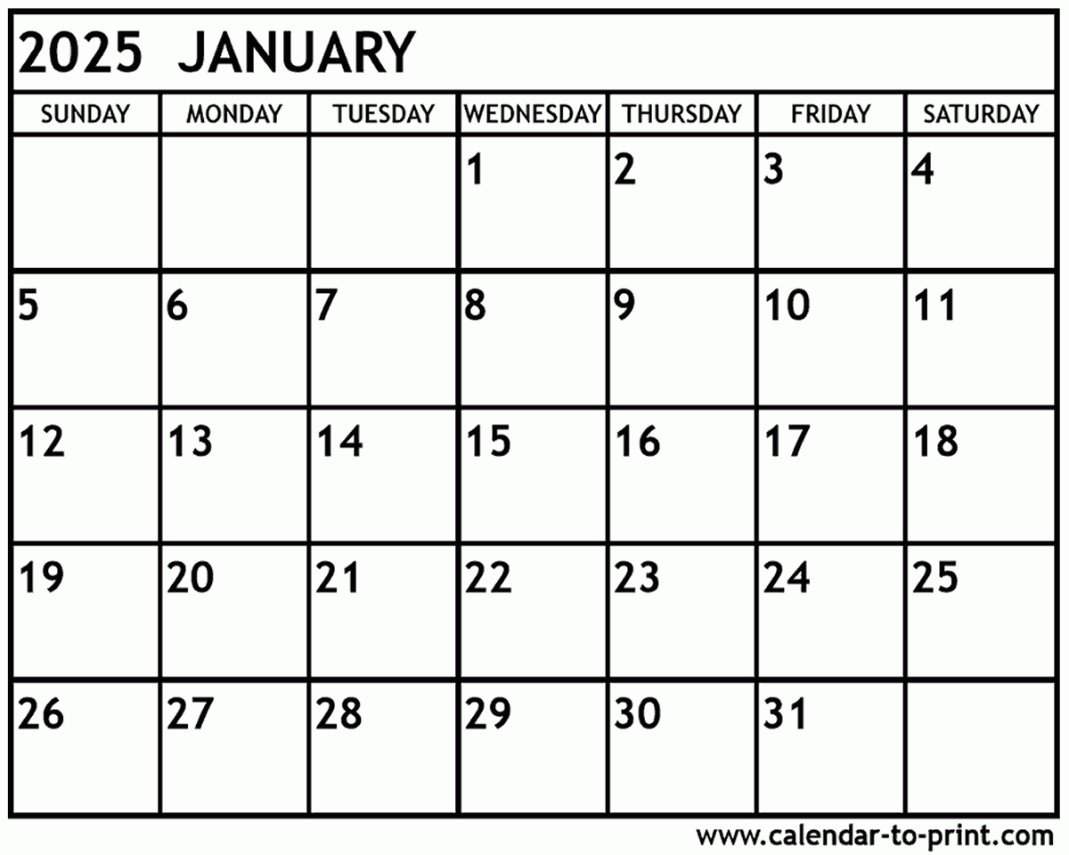 January 2025 Calendar Printable for January 2025 Calendar Printable with Holidays