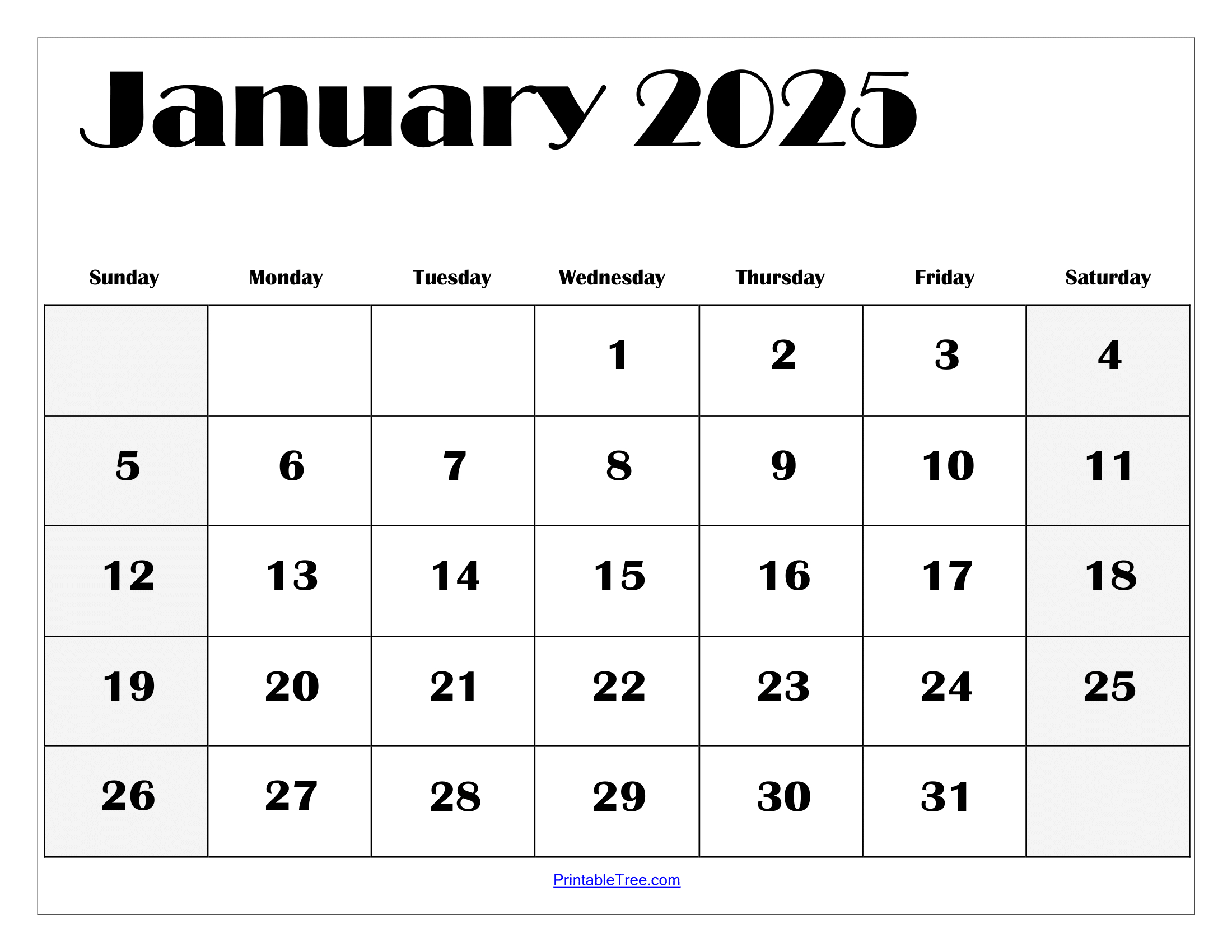 January 2025 Calendar Printable Pdf Template With Holidays throughout Blank January 2025 Calendar Printable Free