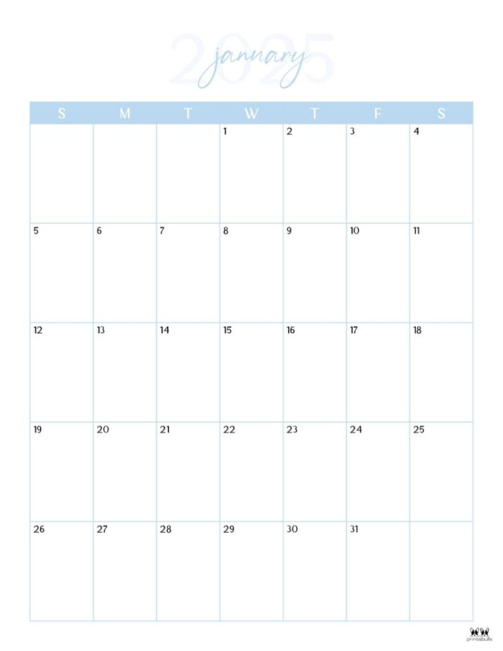 2025 Jan Calendar Printable