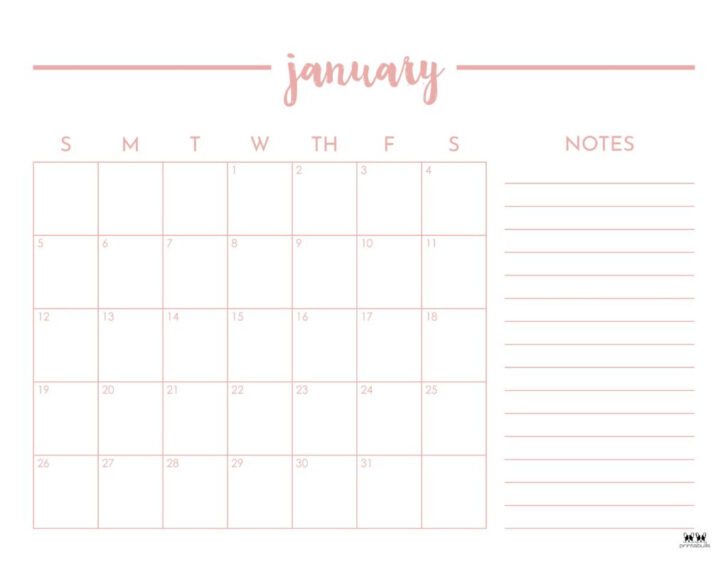 2025 Monthly Calendar Printable with Lines