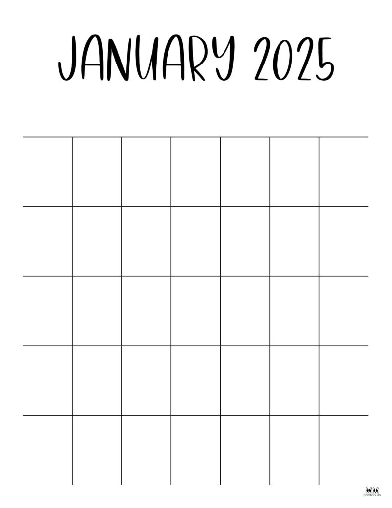 January 2025 Calendars - 107 Free Printables | Printabulls inside Printable Monthly Calendar 2025 Blank