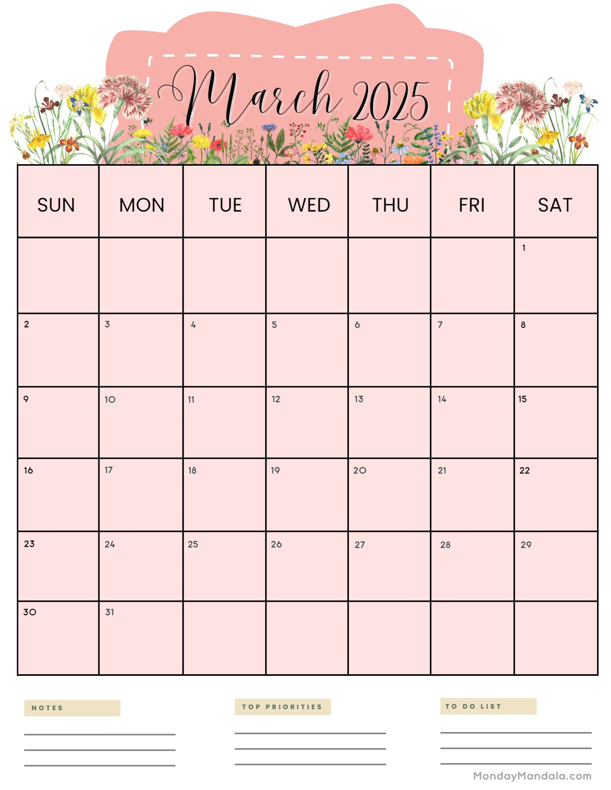 March 2025 Calendar (52 Free Pdf Printables) pertaining to March 2025 Calendar Printable Vertical