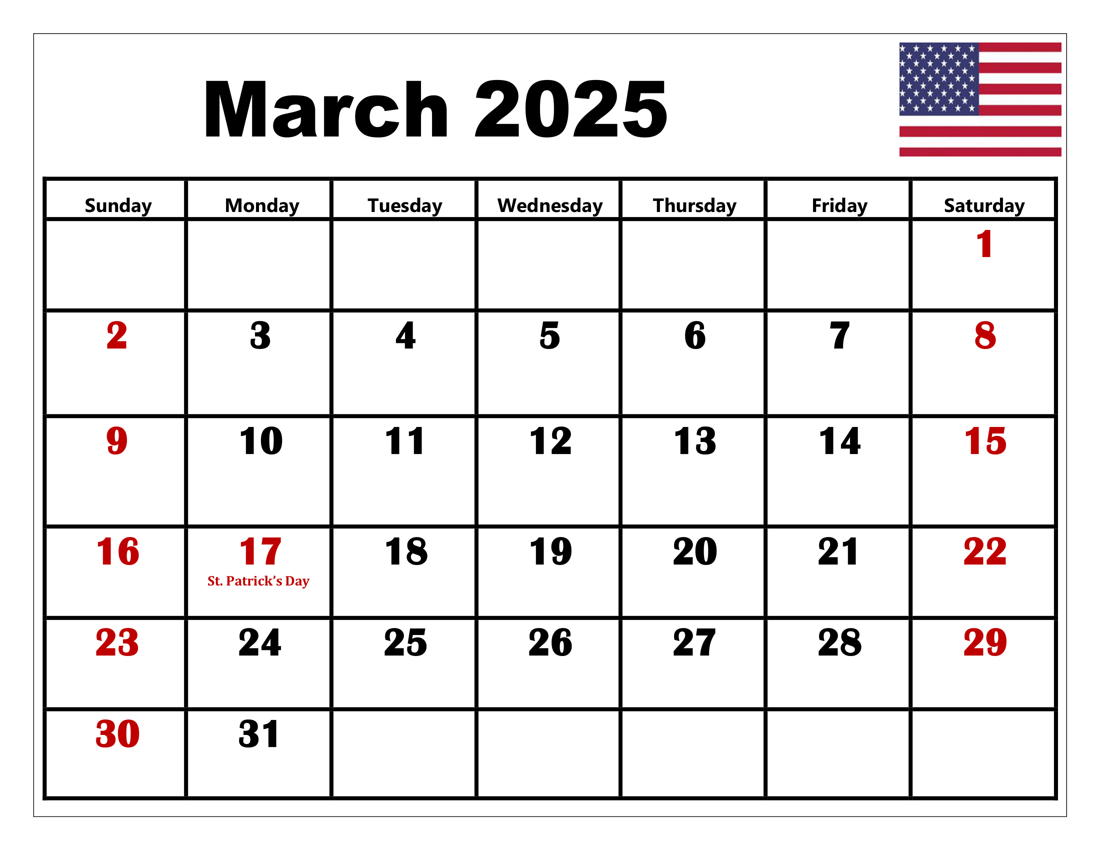 March 2025 Calendar Printable Pdf Template With Holidays with March 2025 Calendar with Holidays Printable