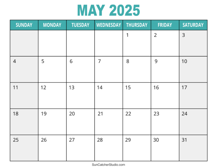 Basic Monthly Calendar 2025 Printable