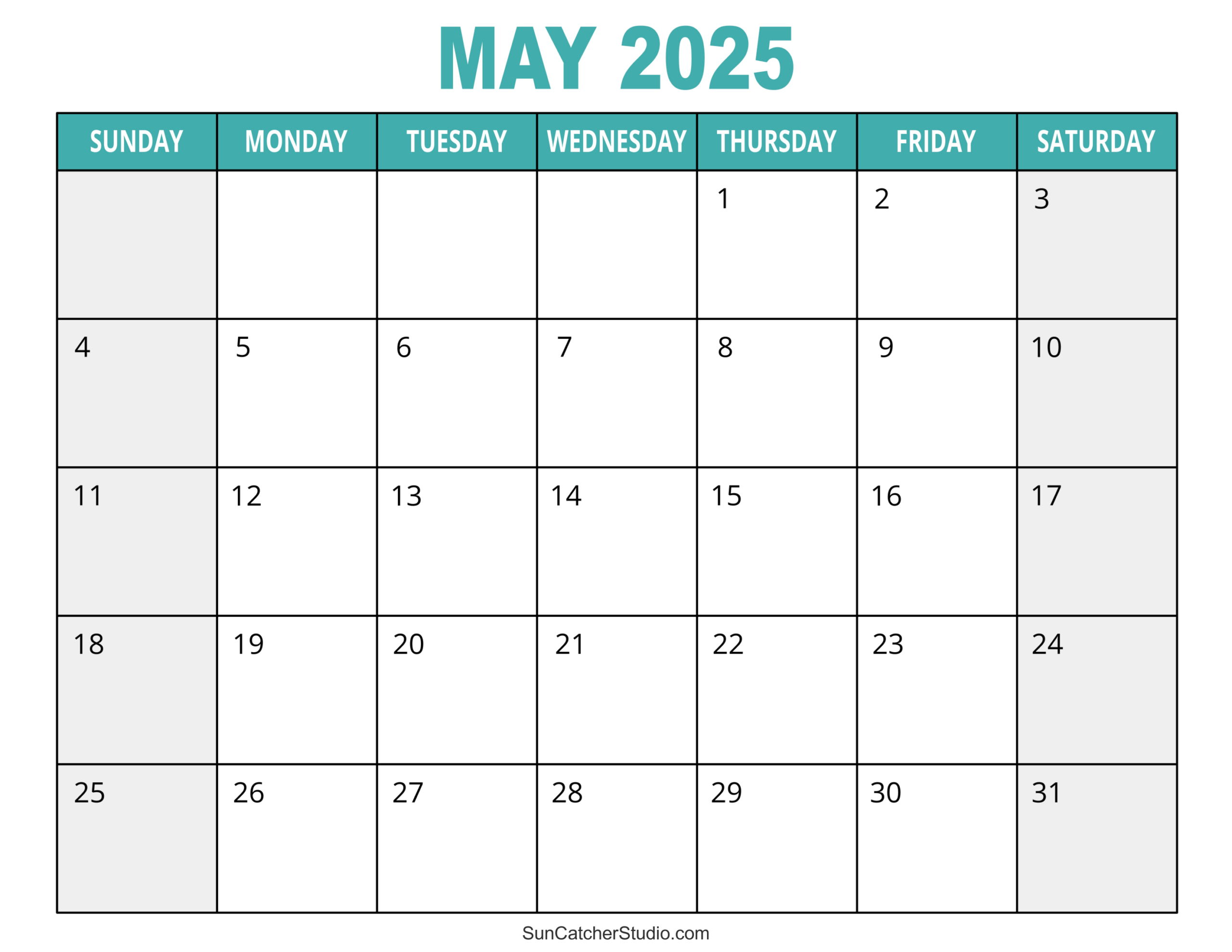 May 2025 Calendar (Free Printable) – Diy Projects, Patterns inside Basic Monthly Calendar 2025 Printable