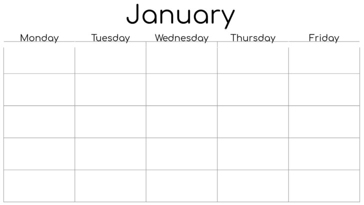 5 Day Week Calendar Printable Free