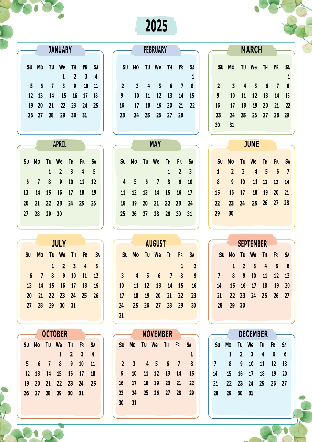 Printable Calendar 2025 One Page With Holidays (Single Page) 2025 throughout 2025 Yearly Free Printable Calendar