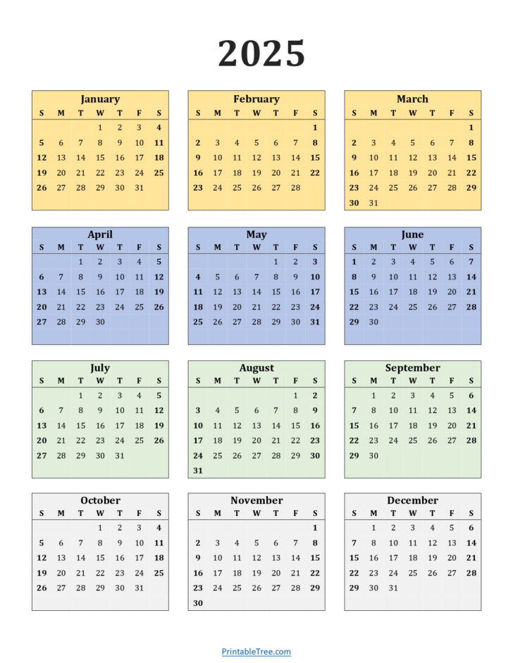 Free 2025 Calendar Printable One Page