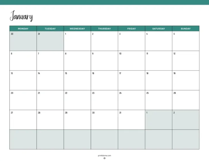 Free Blank 2025 Calendar Printable